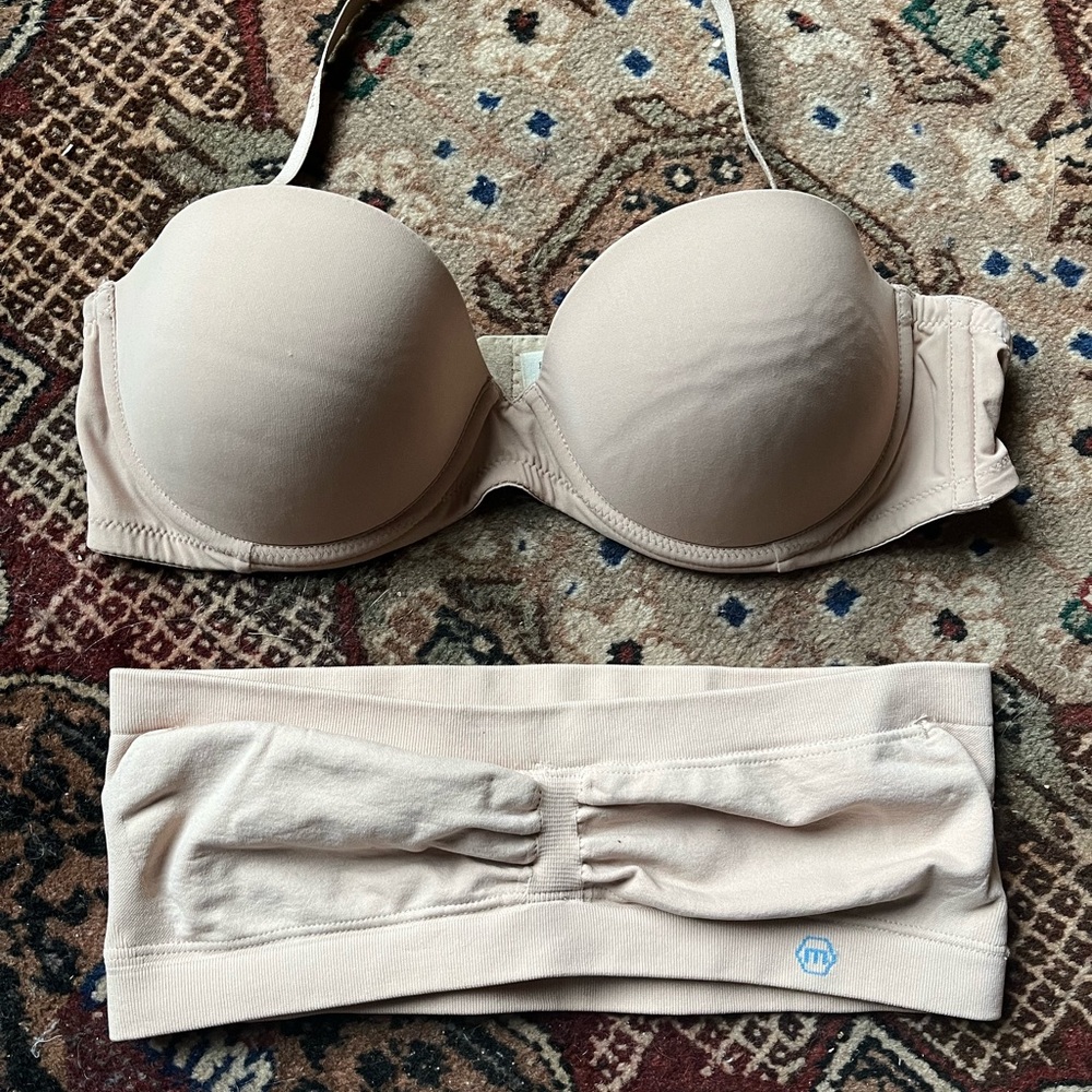 Two strapless bras